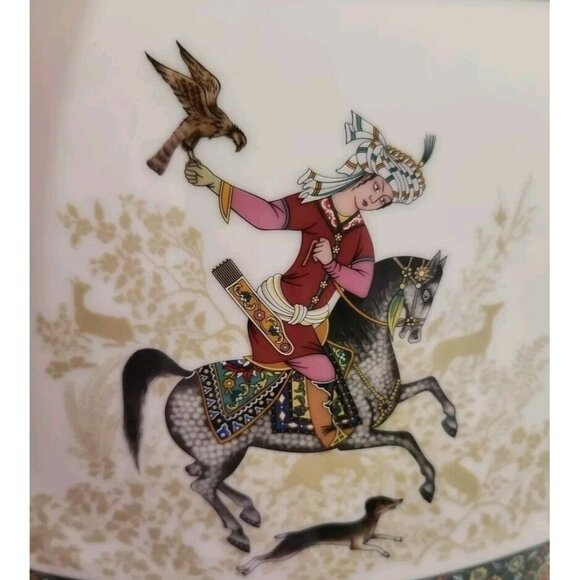 Vtg PT Tirschenreuth Bavaria Cavallo Oval Vase/Planter Man on Horse with Dog - Picture 9 of 14
